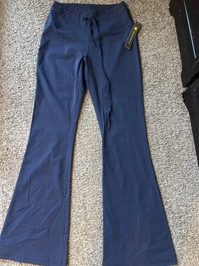 Women's Navy Flare Leggings with Drawstring Waist NWT